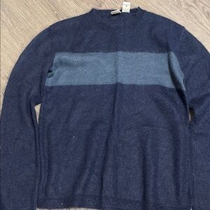 Armani Exchange Navy Crewneck Sweater with Blue Stripe